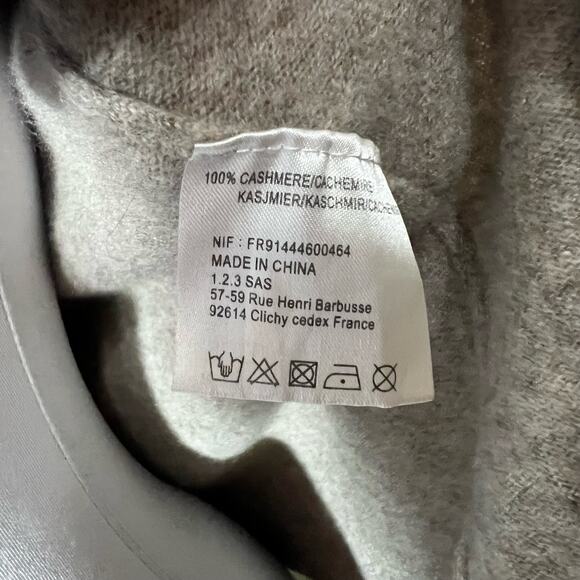 Maison 1.2.3 Paris Cashmere Cardigan M/L Womens Beige Ruffle Embellished Open - Picture 8 of 12